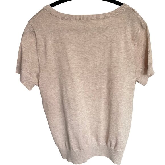 NWT San Fransisco Beige Crew Neck Sweater Top Tee Short Sleeve Women's Large - Picture 3 of 12